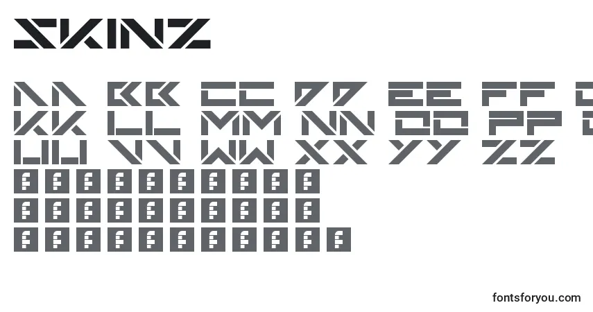 Czcionka Skinz – alfabet, cyfry, specjalne znaki