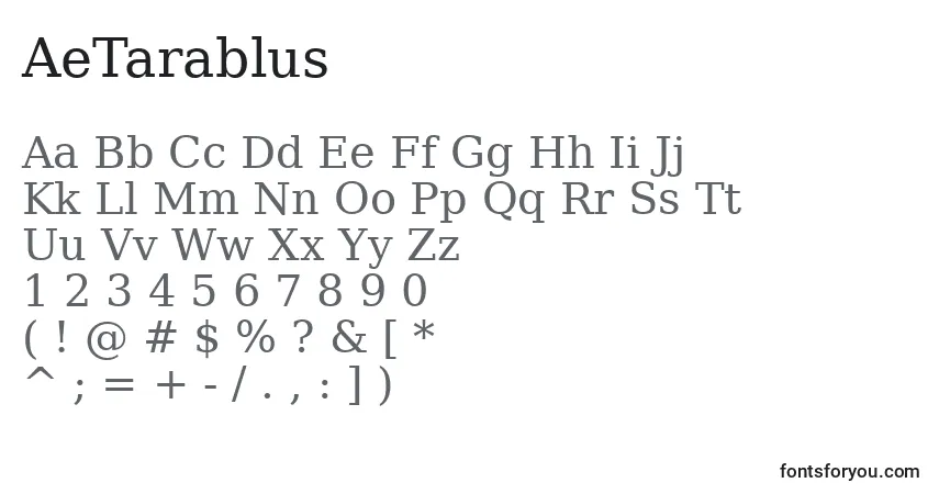 A fonte AeTarablus – alfabeto, números, caracteres especiais