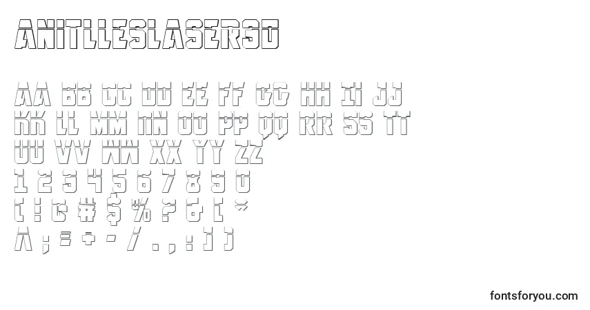 A fonte AnitllesLaser3D – alfabeto, números, caracteres especiais