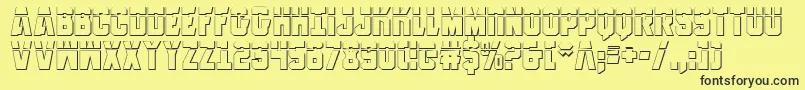 AnitllesLaser3D-Schriftart – Schwarze Schriften auf gelbem Hintergrund