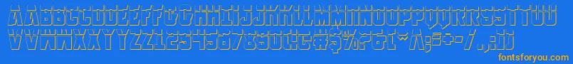 AnitllesLaser3D-Schriftart – Orangefarbene Schriften auf blauem Hintergrund