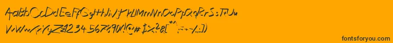 Fonte XaligraphyThinitalic – fontes pretas em um fundo laranja