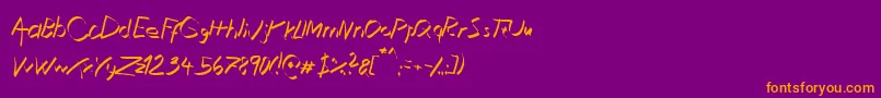 XaligraphyThinitalic Font – Orange Fonts on Purple Background