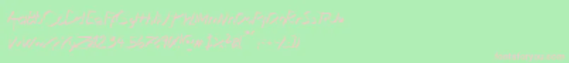 XaligraphyThinitalic Font – Pink Fonts on Green Background