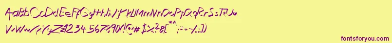 Шрифт XaligraphyThinitalic – фиолетовые шрифты на жёлтом фоне