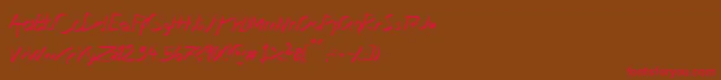XaligraphyThinitalic Font – Red Fonts on Brown Background