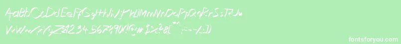 フォントXaligraphyThinitalic – 緑の背景に白い文字