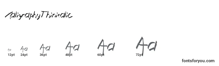 Размеры шрифта XaligraphyThinitalic