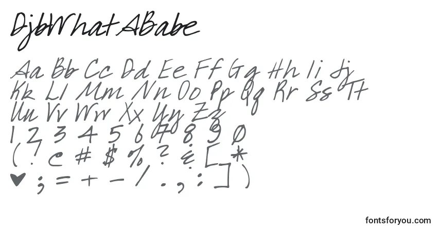 Czcionka DjbWhatABabe – alfabet, cyfry, specjalne znaki