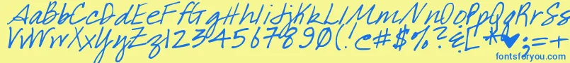 DjbWhatABabe Font – Blue Fonts on Yellow Background