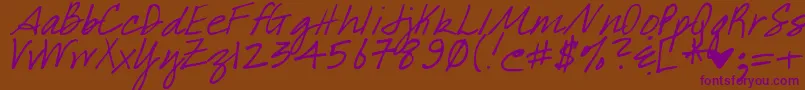 DjbWhatABabe-Schriftart – Violette Schriften auf braunem Hintergrund