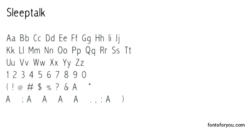 Czcionka Sleeptalk – alfabet, cyfry, specjalne znaki
