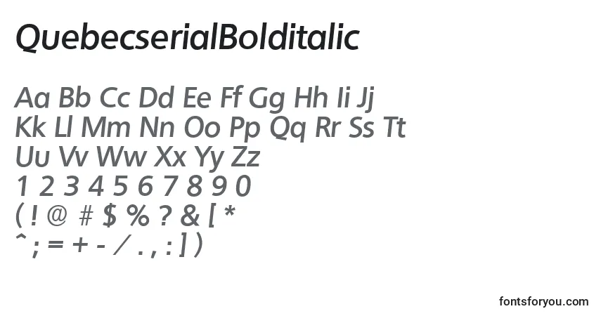 A fonte QuebecserialBolditalic – alfabeto, números, caracteres especiais
