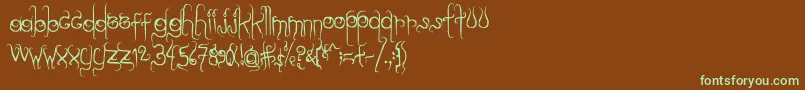 フォントDilate – 緑色の文字が茶色の背景にあります。