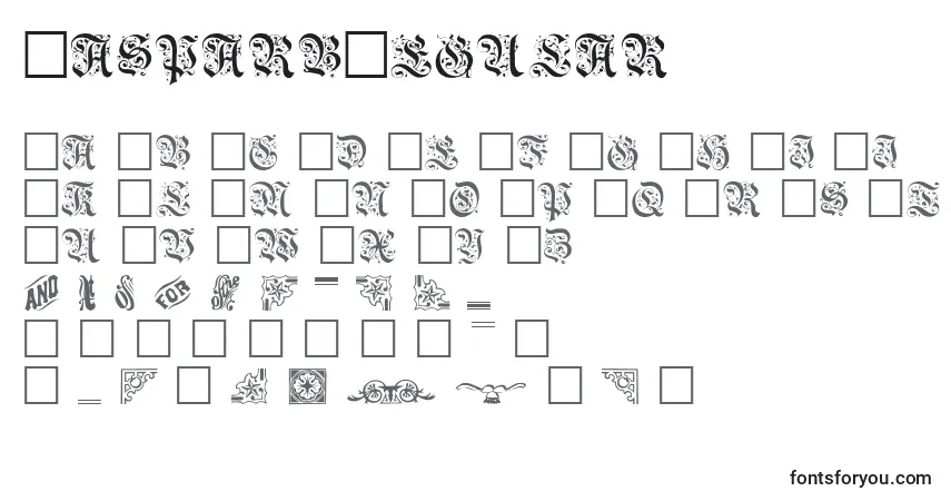 Czcionka GasparbRegular – alfabet, cyfry, specjalne znaki