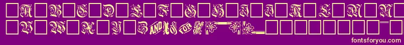 Fonte GasparbRegular – fontes amarelas em um fundo roxo