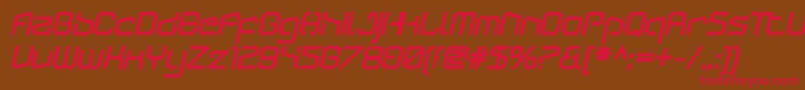 フォントArcticpatrolUltraitalic – 赤い文字が茶色の背景にあります。