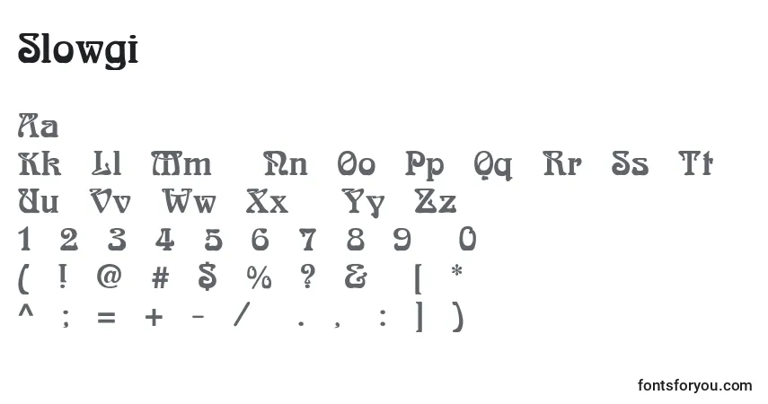 Schriftart SlowginfizzingExtrabold – Alphabet, Zahlen, spezielle Symbole