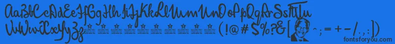 MandelaScriptPersonalUse Font – Black Fonts on Blue Background