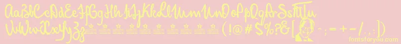 MandelaScriptPersonalUse Font – Yellow Fonts on Pink Background