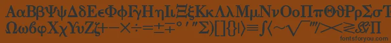 フォントEisagogreeksskBold – 黒い文字が茶色の背景にあります