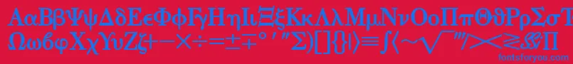 フォントEisagogreeksskBold – 赤い背景に青い文字