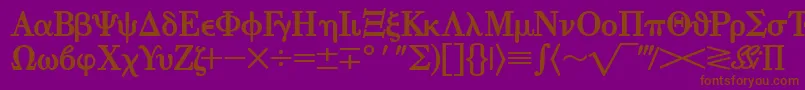 EisagogreeksskBold-Schriftart – Braune Schriften auf violettem Hintergrund