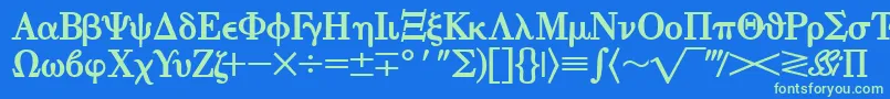 EisagogreeksskBold Font – Green Fonts on Blue Background