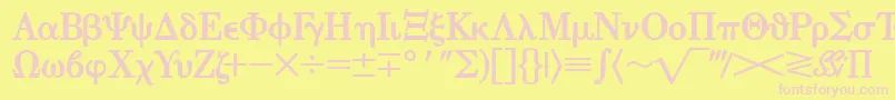 Fonte EisagogreeksskBold – fontes rosa em um fundo amarelo