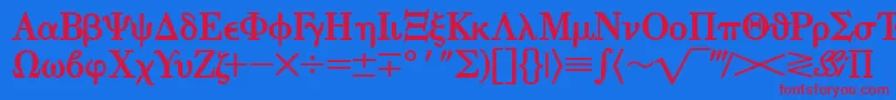 EisagogreeksskBold Font – Red Fonts on Blue Background