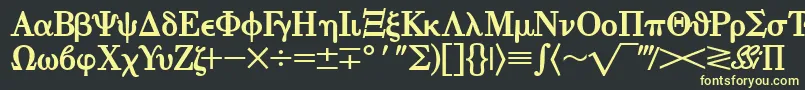 フォントEisagogreeksskBold – 黒い背景に黄色の文字