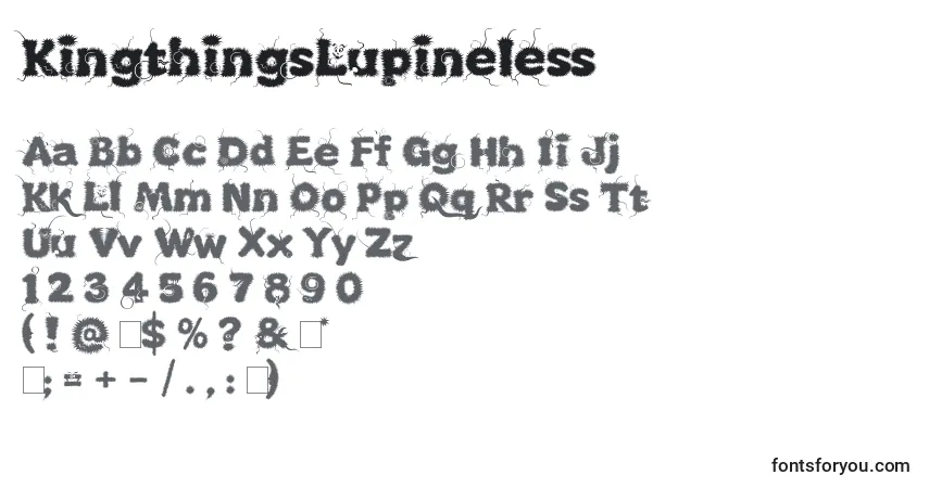 caractères de police kingthingslupineless, lettres de police kingthingslupineless, alphabet de police kingthingslupineless