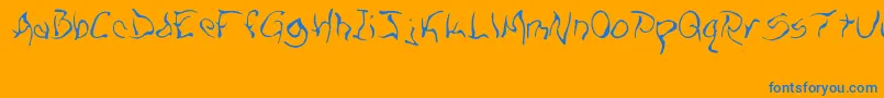 ZillOWisp-Schriftart – Blaue Schriften auf orangefarbenem Hintergrund