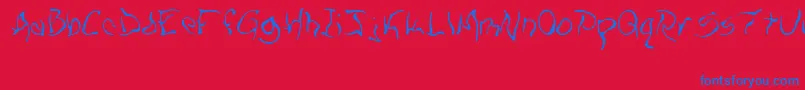 ZillOWisp-Schriftart – Blaue Schriften auf rotem Hintergrund