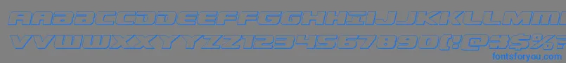 Dekaranger3Dital-Schriftart – Blaue Schriften auf grauem Hintergrund