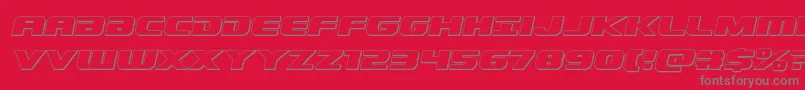 Dekaranger3Dital-Schriftart – Graue Schriften auf rotem Hintergrund