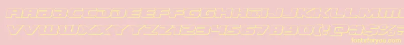 Dekaranger3Dital-Schriftart – Gelbe Schriften auf rosa Hintergrund