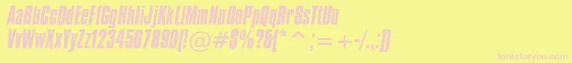 CompactaItalicBt-fontti – vaaleanpunaiset fontit keltaisella taustalla