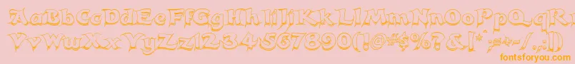 CandlesChrome-Schriftart – Orangefarbene Schriften auf rosa Hintergrund