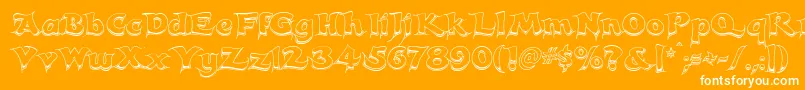 CandlesChrome-Schriftart – Weiße Schriften auf orangefarbenem Hintergrund