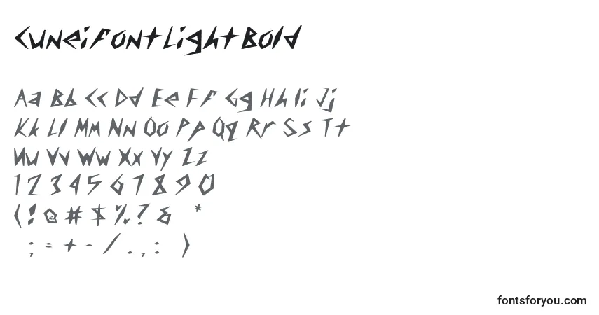 Schriftart CuneifontLightBold – Alphabet, Zahlen, spezielle Symbole