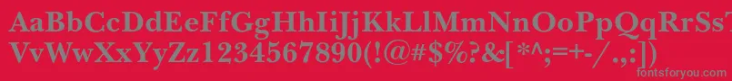 NewbaskervillecBold-Schriftart – Graue Schriften auf rotem Hintergrund