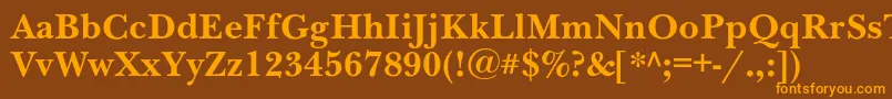 NewbaskervillecBold Font – Orange Fonts on Brown Background