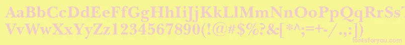 NewbaskervillecBold-fontti – vaaleanpunaiset fontit keltaisella taustalla