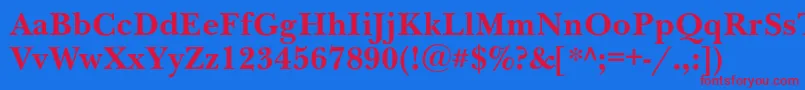 フォントNewbaskervillecBold – 赤い文字の青い背景