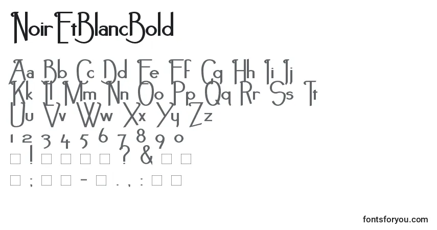 Schriftart NoirEtBlancBold – Alphabet, Zahlen, spezielle Symbole