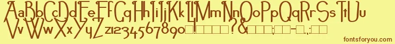 フォントNoirEtBlancBold – 茶色の文字が黄色の背景にあります。