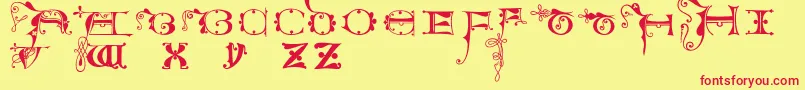 Solitaire-Schriftart – Rote Schriften auf gelbem Hintergrund