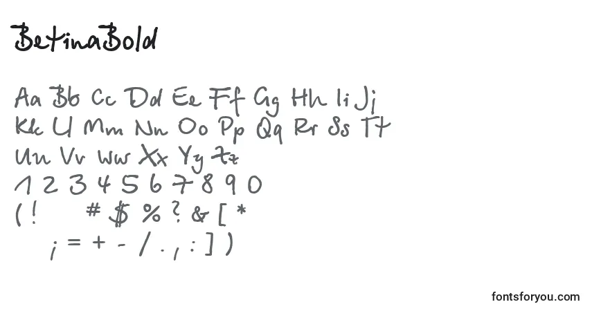 Schriftart BetinaBold – Alphabet, Zahlen, spezielle Symbole