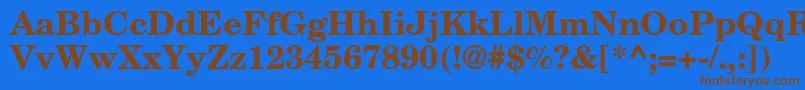 フォントAgnewhandbookcBold – 茶色の文字が青い背景にあります。